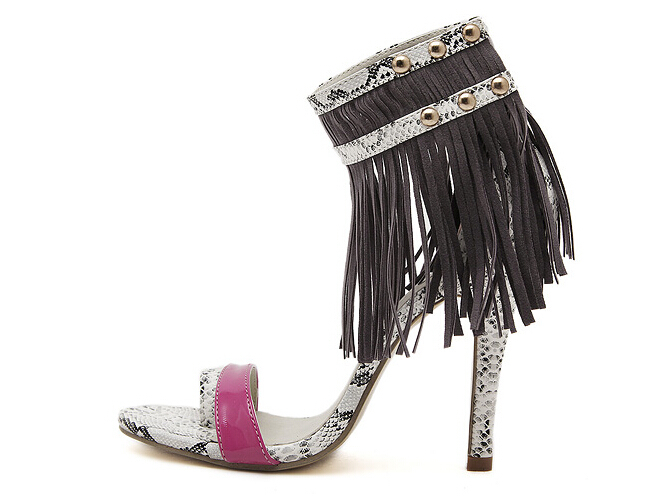 FashionSnakePrintFringedToeSlotHighHeelsPumps-DFE061002GR