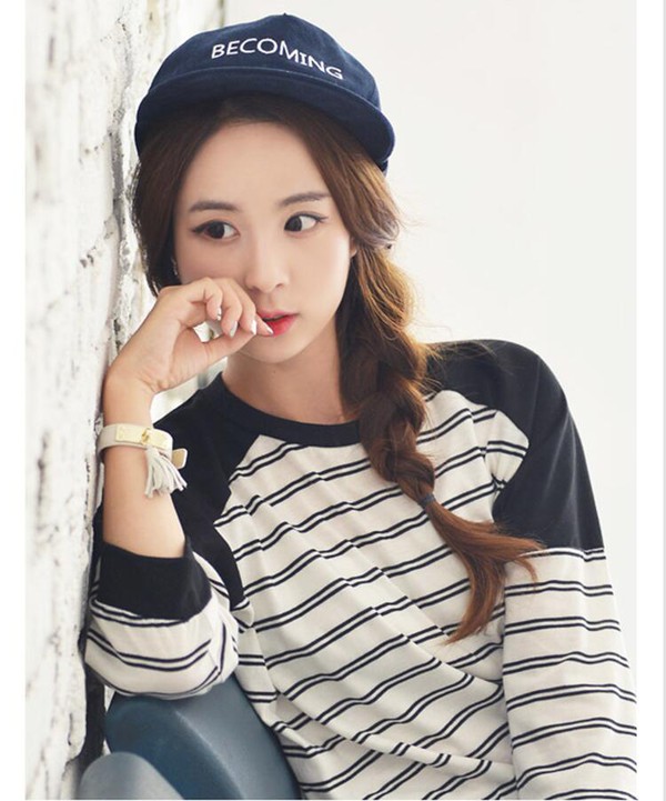 FashionStripedPatchworkLooseLongSleeveTShirt-CHK072705