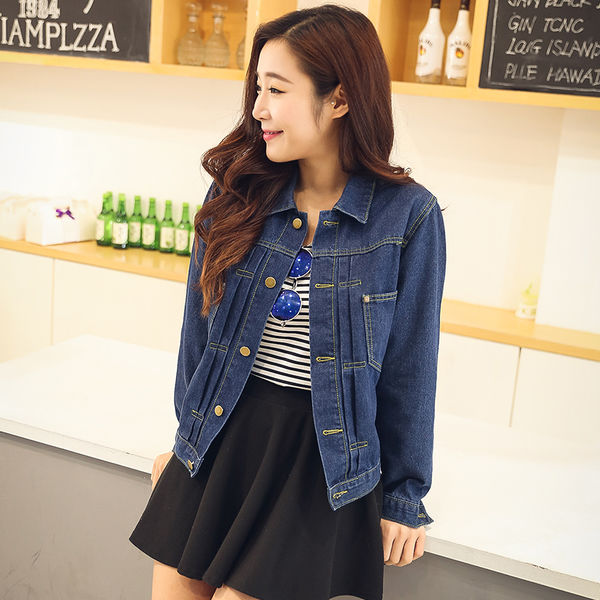 FashionStyleLapelLongSleeveSlimWearClassicalBlueDenimJacket-XFE090940BU