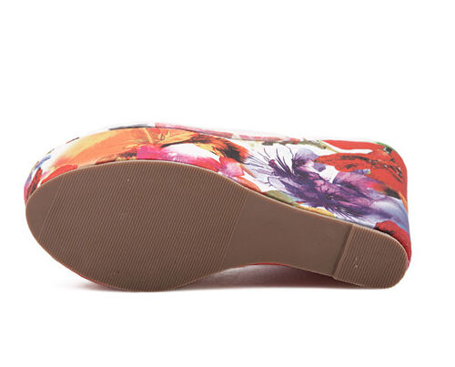 FashionSummerBrandOrangeFloralPrintedWedgeSlippers-XFE082701OA