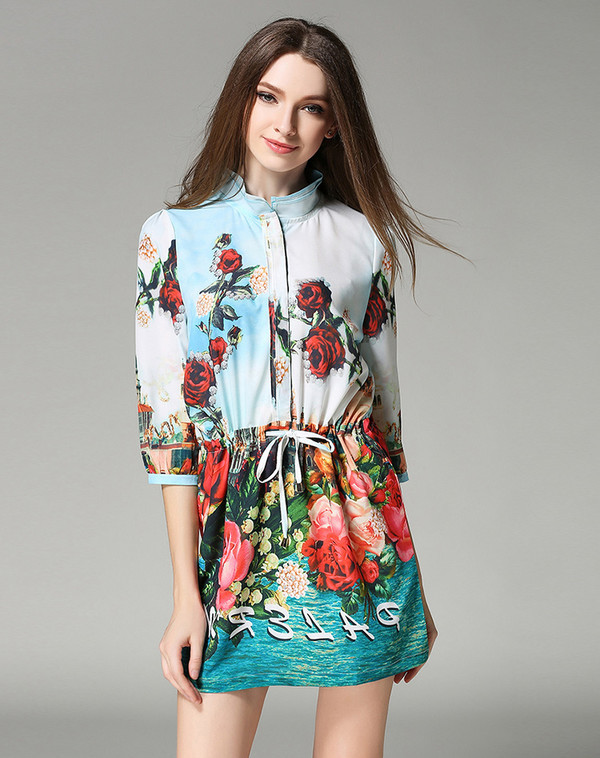 FashionThree-quarterPrintedFittedSummerDress-AFK052302