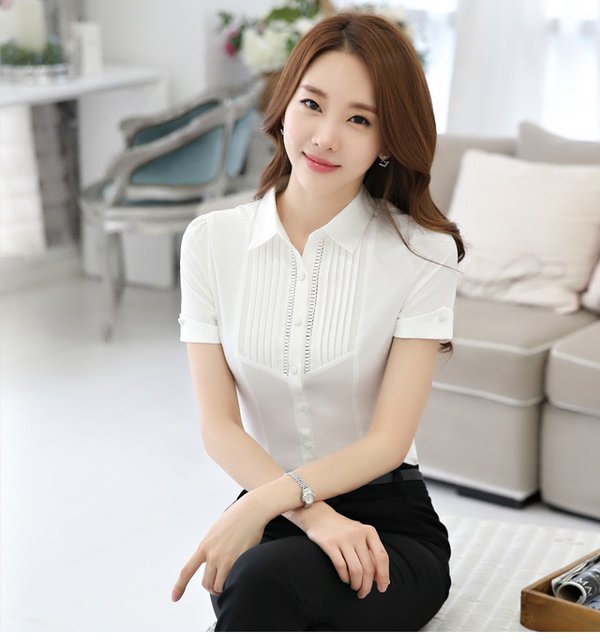 FashionableShortSleeveStripedWomanBlouse-CMK062151