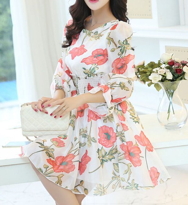 FloralPrintingLongSleeveHighWaistPartyDresses-ZME082231