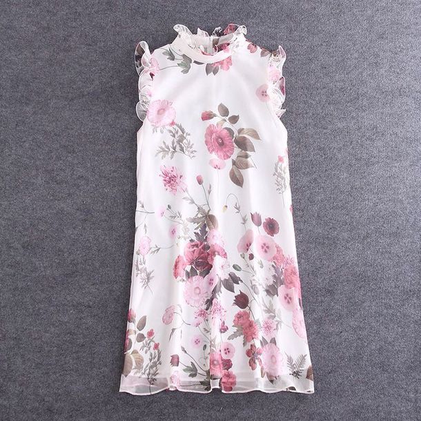 FreshStyleFloralPrintedSleevelessCelebrityDress-TK050402