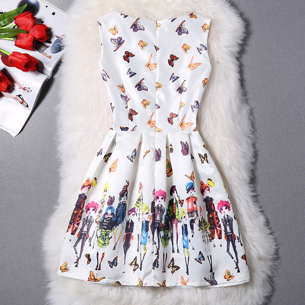 FreshStylePrintedSleevelessSlimMiniDress-TFK050907