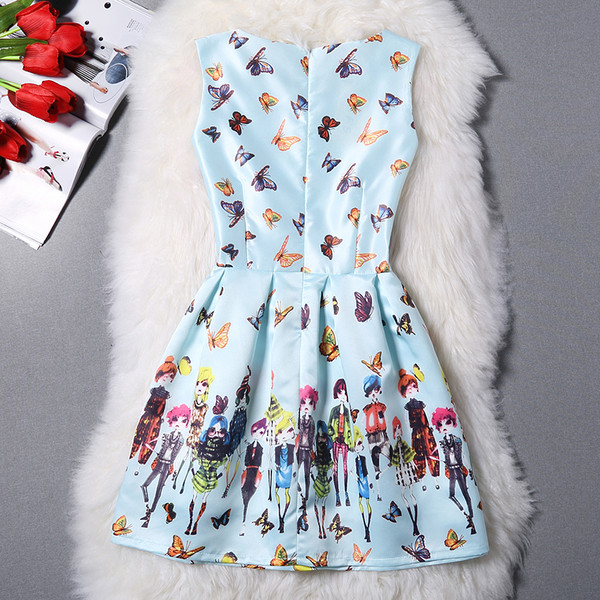 FreshStylePrintedSleevelessSlimMiniDress-TFK050907