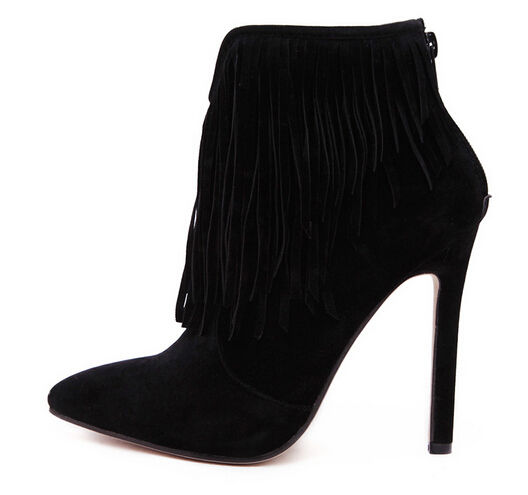 GorgeousStyleBlackPointed-toeFringedZipHighHeelBoots-XFE090405BA