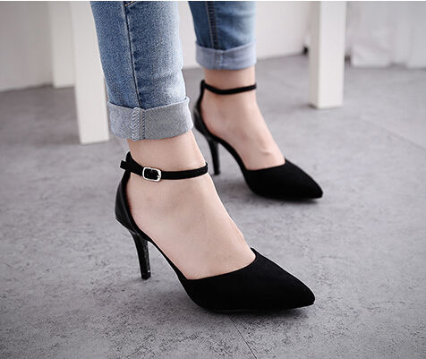 GorgeousStyleSolidHighHeelOne-buckleBeltPointed-toeWomenSandals-XFE092401BA