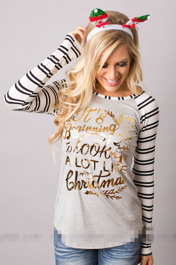 HappyChristmasClothesStripedPrintTShirtsDesign-CMK090707