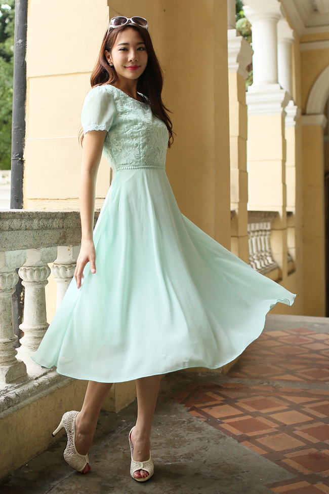 High-endEmpireWaistLaceEmbossingShortSleeveChiffonSummerDress-DFE052746LG