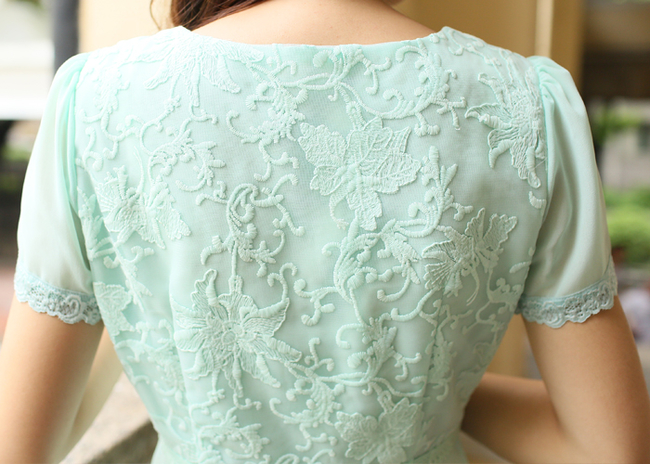 High-endEmpireWaistLaceEmbossingShortSleeveChiffonSummerDress-DFE052746LG