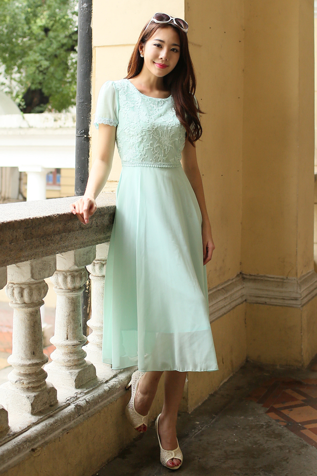 High-endEmpireWaistLaceEmbossingShortSleeveChiffonSummerDress-DFE052746LG