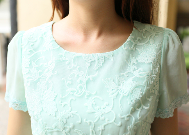High-endEmpireWaistLaceEmbossingShortSleeveChiffonSummerDress-DFE052746LG