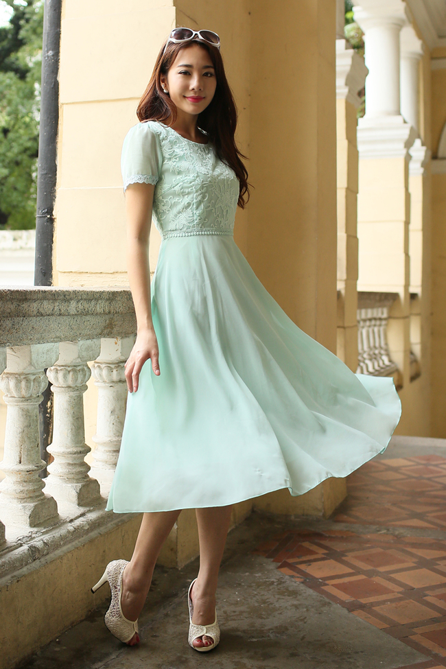 High-endEmpireWaistLaceEmbossingShortSleeveChiffonSummerDress-DFE052746LG