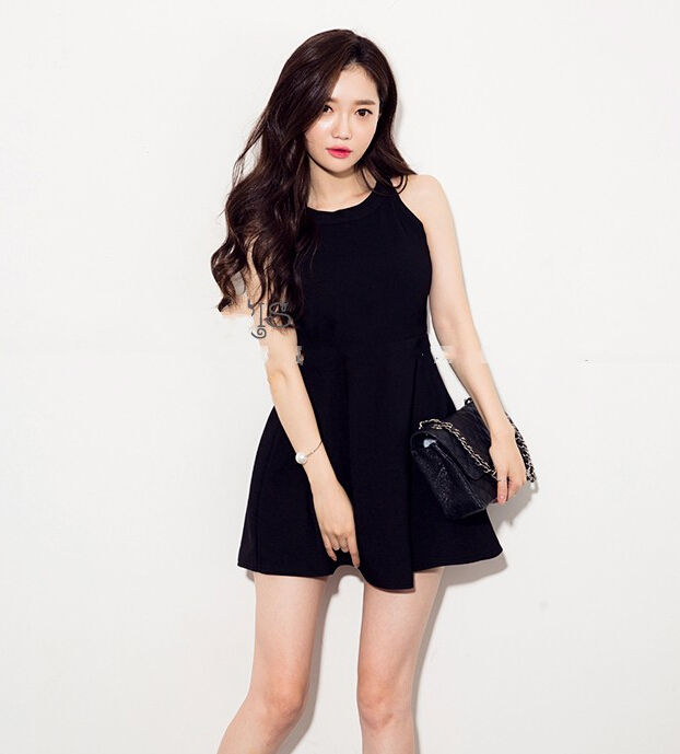 HighLevelCottonSleevelessRuffleONeckKoreanWholesaleWomenDress-XHE032713