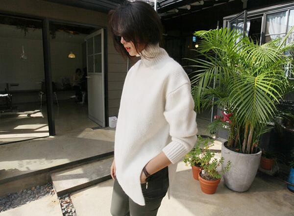 HighNeckDesignLongSleeveSlitLooseSweaterPullover-HMK082538WI