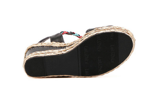 HighQualityEthnicPatternEmbroiderySummerSandalsABuckleStrawSoleBlackSandals-DFE040342BA