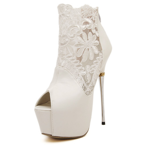 HighQualityLaceMatchingHookFlowerWhitePumpsThinHighHeelsPeepToeDressPumps-DFE041605WI