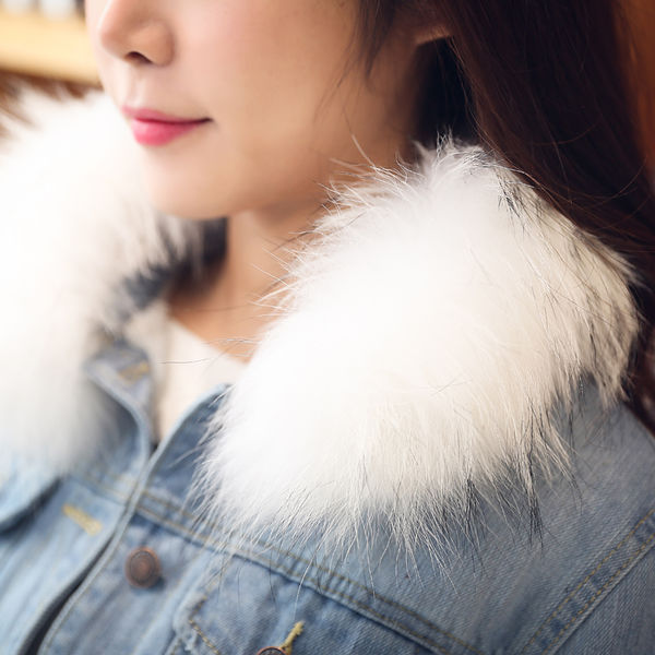 HighQualityLongSleeveFauxFurCollarPocketsFittedDenimCoat-XFE082717