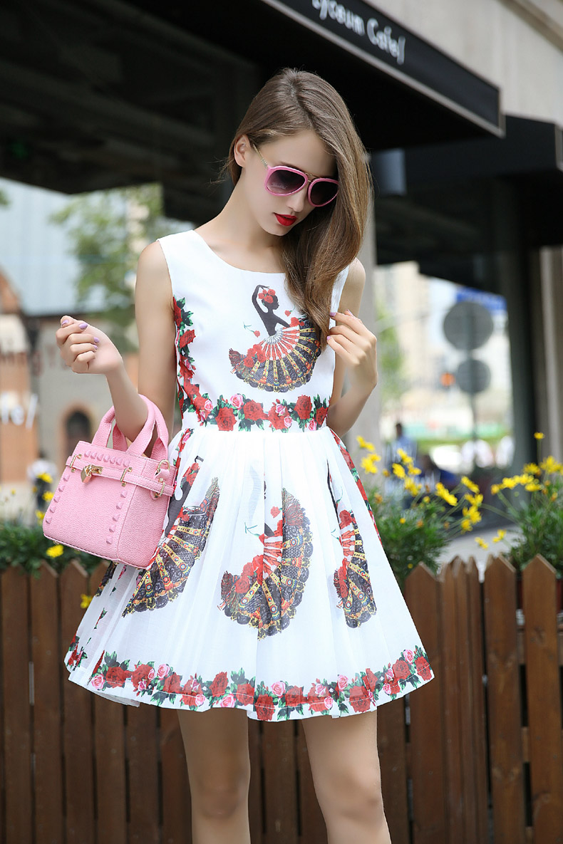 HighQualityPrettyPrintingSmartWaistFluffyFlapperDress-DME052221WI