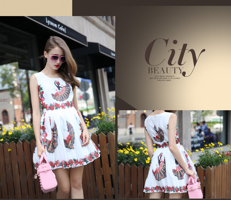 HighQualityPrettyPrintingSmartWaistFluffyFlapperDress-DME052221WI