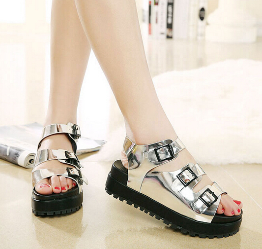 HighQualityThreeBucklesFashionPlatformShoesOpenToeBrightSurfacePlatformSandals-DFE031903SL