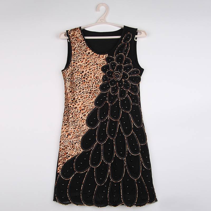 HotFashionPeacockPatternDesignRoundNeckTankDress-NL071208