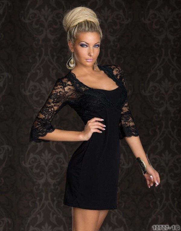 HotNewestWomenRegularHemSexyNightOutLaceThreeQuarterDress-LYE100528