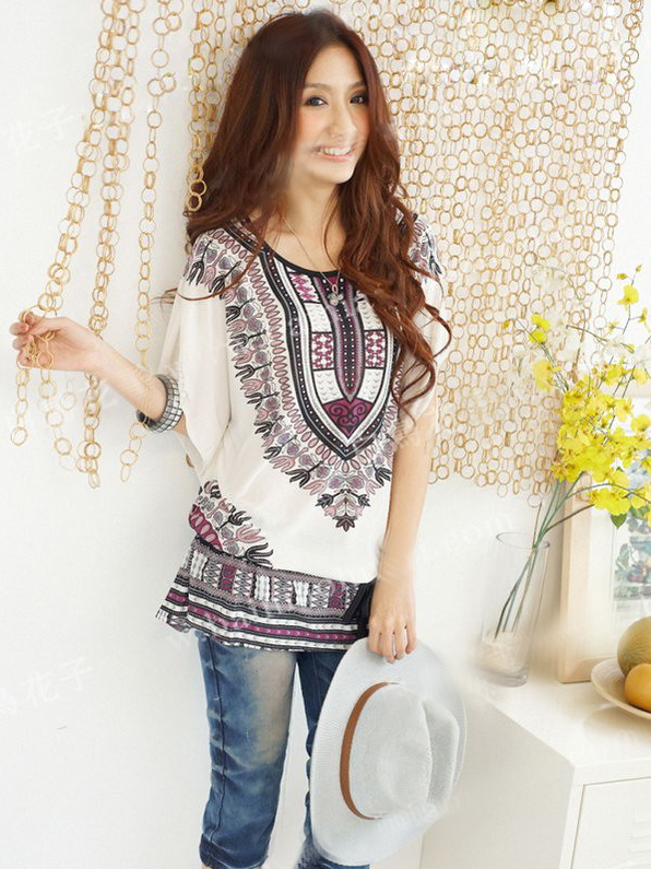 HotSaleLooseNationalPrintingRoundNeckSilkDress-RA061010PR