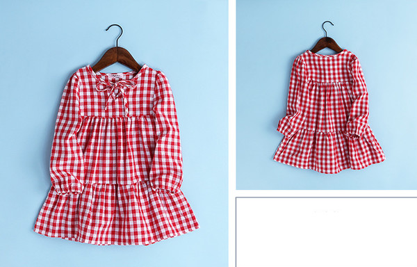 HotSalePlaidPatchworkPrincessChildrenDress-YHK090528