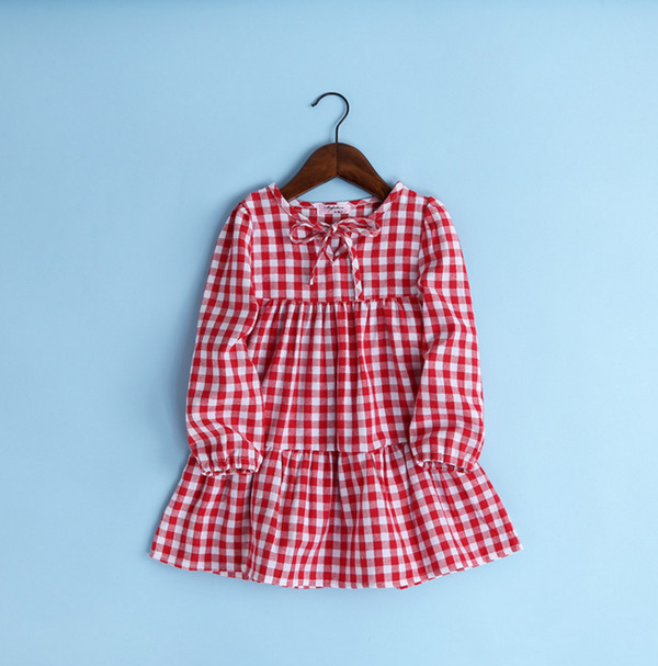 HotSalePlaidPatchworkPrincessChildrenDress-YHK090528