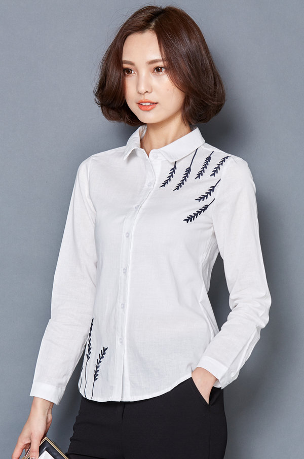 HotSaleWomenLongSleeveSolidBlouse-LYK011305WI