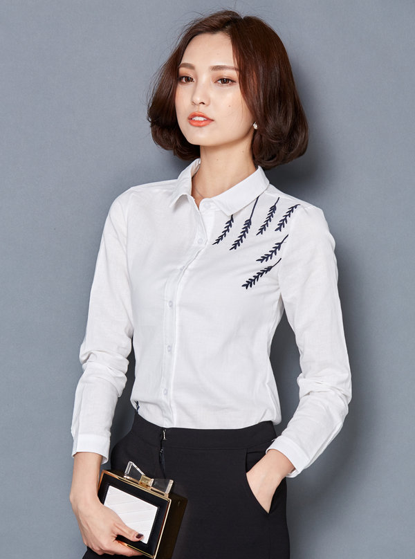 HotSaleWomenLongSleeveSolidBlouse-LYK011305WI