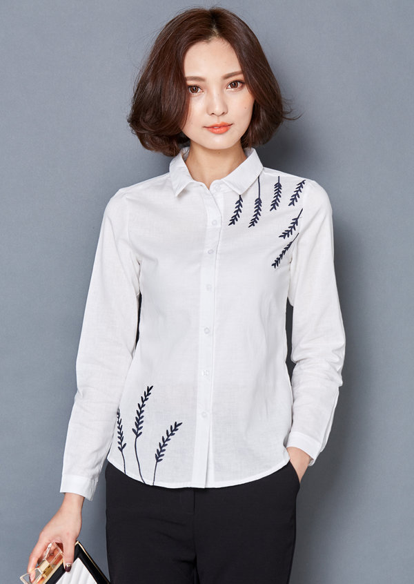 HotSaleWomenLongSleeveSolidBlouse-LYK011305WI