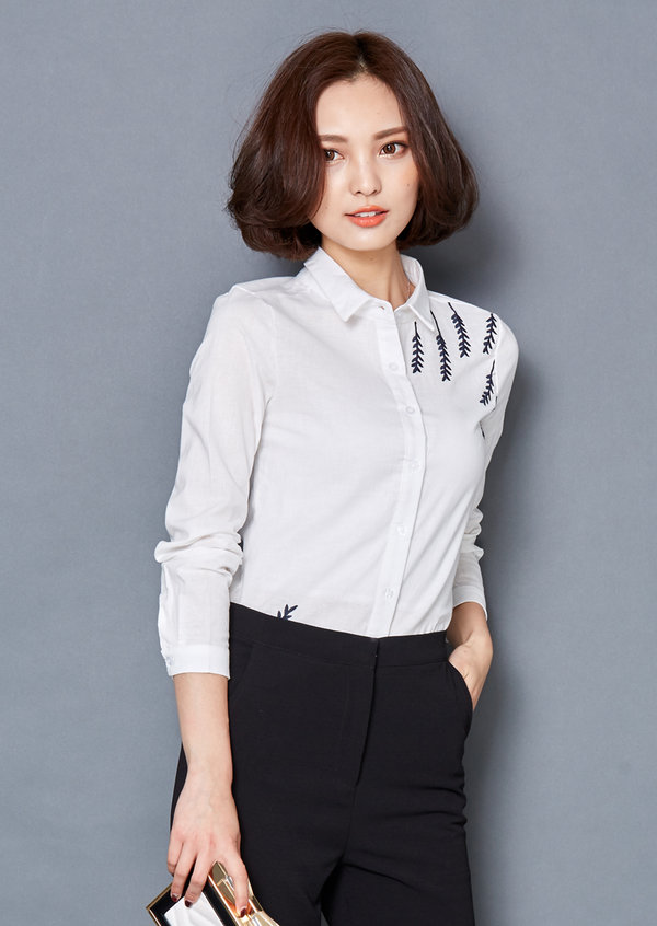 HotSaleWomenLongSleeveSolidBlouse-LYK011305WI