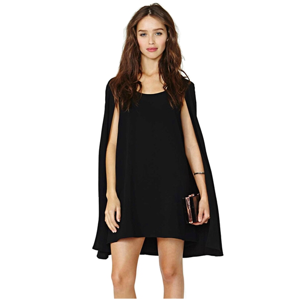 HotSellingTrendyDesignBlackSleevelessONeckPonchoDesignSpringDress-XHE040801BA