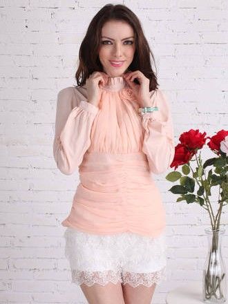 HotSpringStandCollarRuffledLongSleeveBlouse-SR051928FE