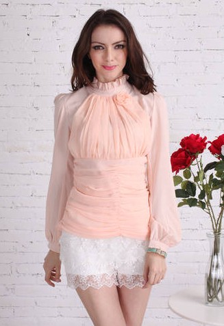 HotSpringStandCollarRuffledLongSleeveBlouse-SR051928FE