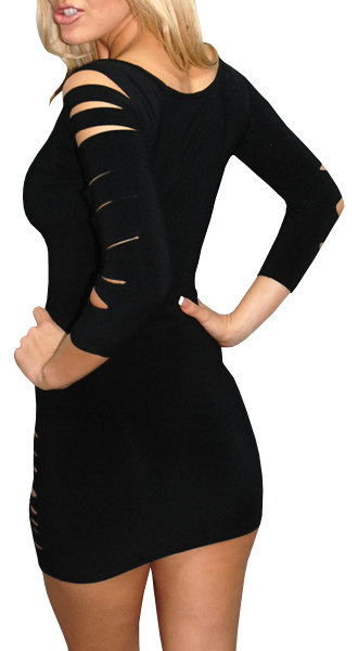 HotStylishWomenCrewNeckSlimmingLongSleeveHollowOutSexyBabyDolls-LYE093039