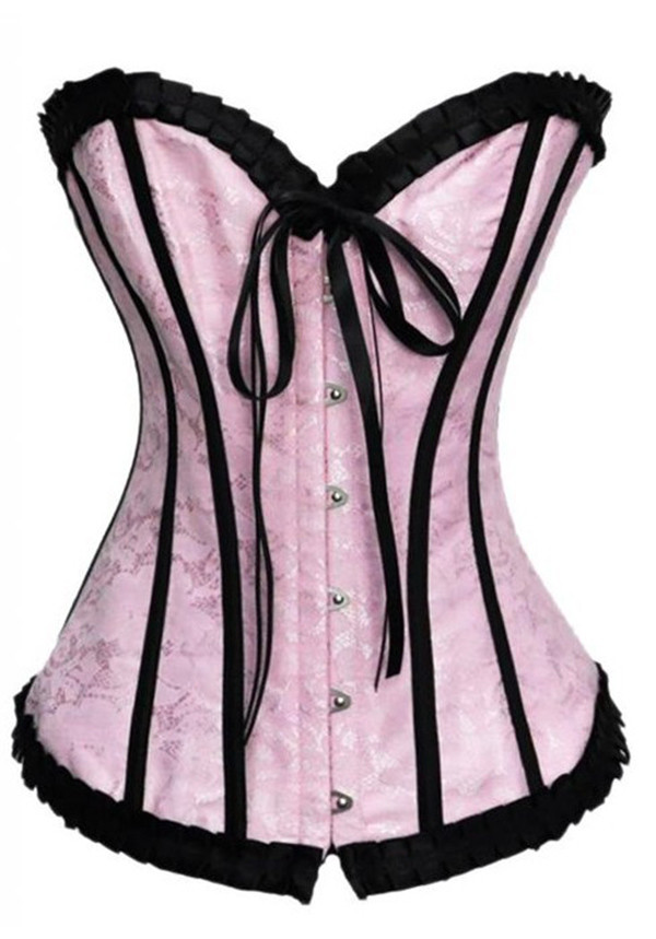 HotWomenBandageBacklessWaistTrainingLaceRuffleShapewearLingerieSteelCorset-ZHE092301