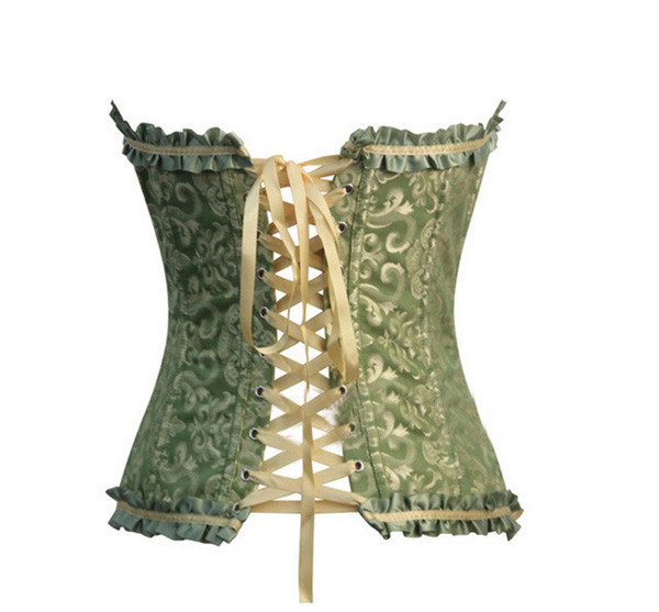 HotWomenBandageBacklessWaistTrainingLaceRuffleShapewearLingerieSteelCorset-ZHE092301