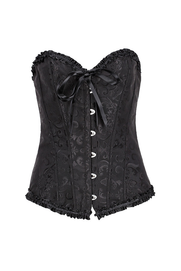 HotWomenBandageBacklessWaistTrainingLaceRuffleShapewearLingerieSteelCorset-ZHE092301