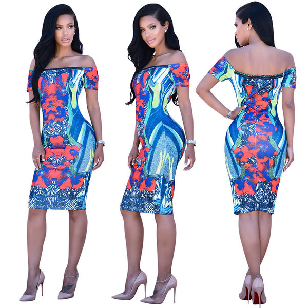 JapanSexyOffShoulderPrintPencilWomensDresses-TZK081539