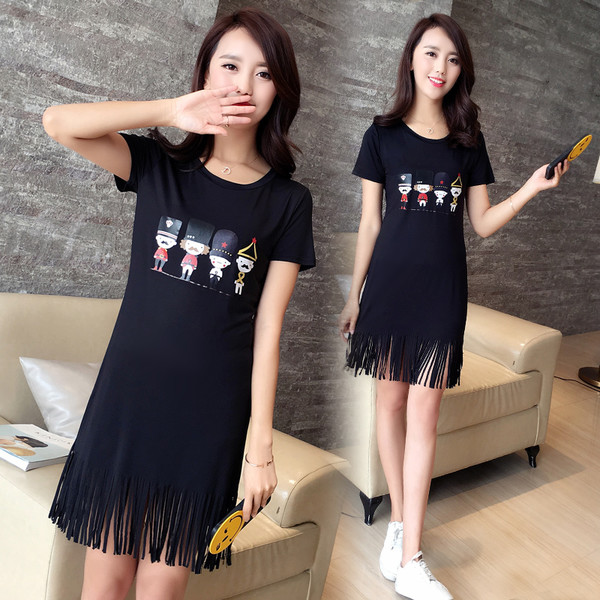 KoreaNewCartoonPrintingFringeDresses-ZFK080507