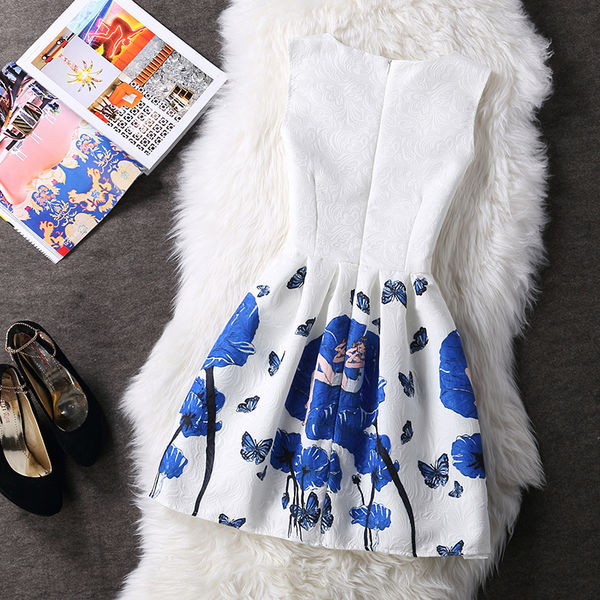 KoreanAdorableBowPrintedMiniDresses-ZK051130