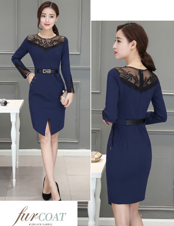 KoreanChicLacePanelSlitPencilDress-AFK091840