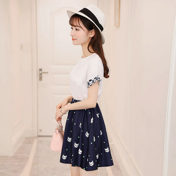 KoreanChiffonPatchworkPrintingFashionDress-TZK043029