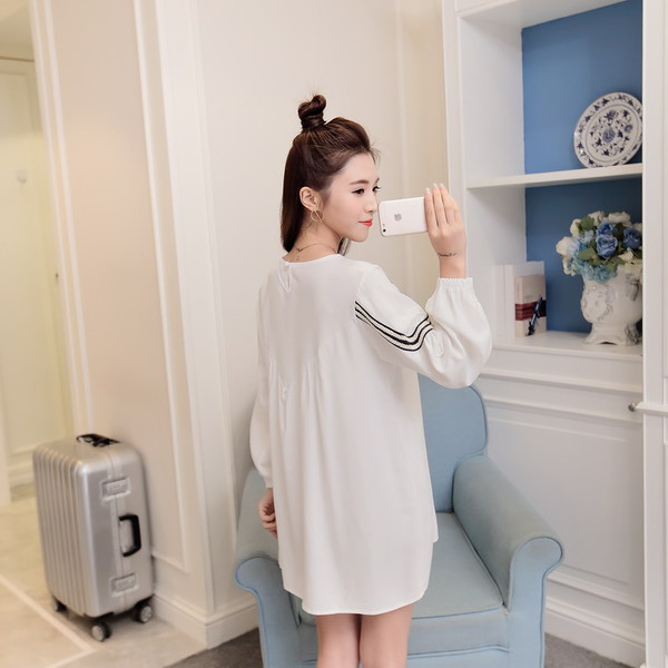 KoreanCrewNeckStripeDecoratedCasualDress-TFK080426