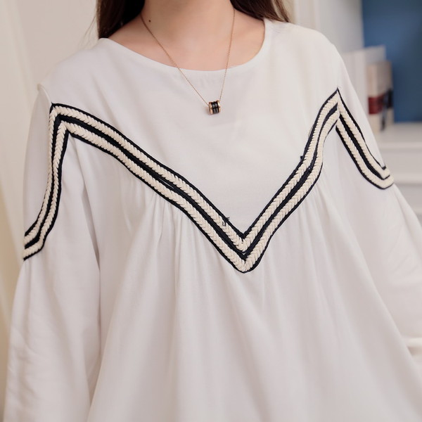 KoreanCrewNeckStripeDecoratedCasualDress-TFK080426