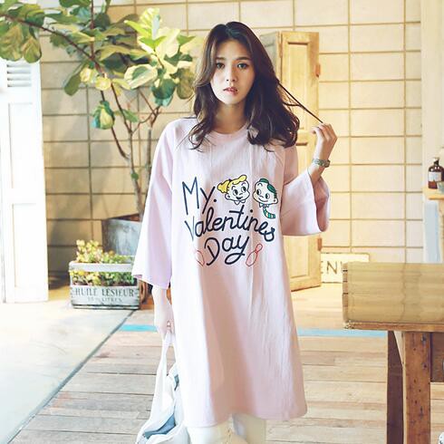 KoreanCutePrintedLetterLongSleeveCasualDress-TFK051142PN